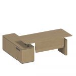 Стол руководителя на электроприводе на опорной тумбе правый дуб грейдж