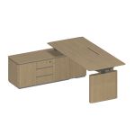 Стол руководителя на электроприводе на опорной тумбе левый дуб грейдж