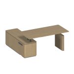 Стол руководителя на электроприводе на опорной тумбе правый, без экрана дуб грейдж