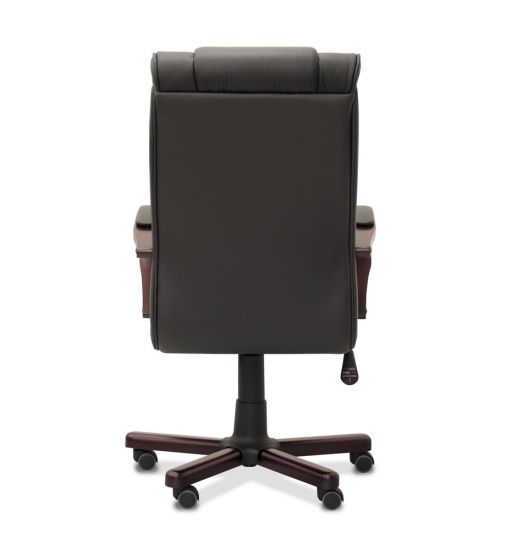 Кресло руководителя Империя кожа чёрная NL01/дерево - тёмный орех