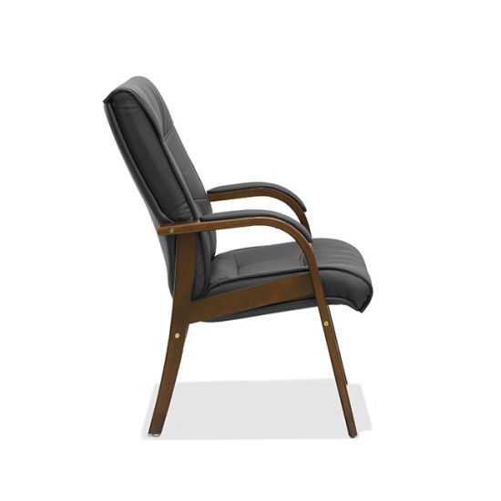 Кресло посетителя Империя H W чёрная NL01/ дерево - орех гамильтон