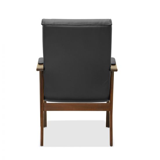 Кресло посетителя Империя H W чёрная NL01/ дерево - орех гамильтон