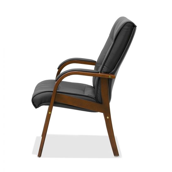 Кресло посетителя Империя H W чёрная NL01/ дерево - орех гамильтон