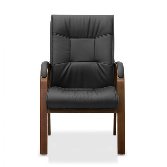 Кресло посетителя Империя H W чёрная NL01/ дерево - орех гамильтон