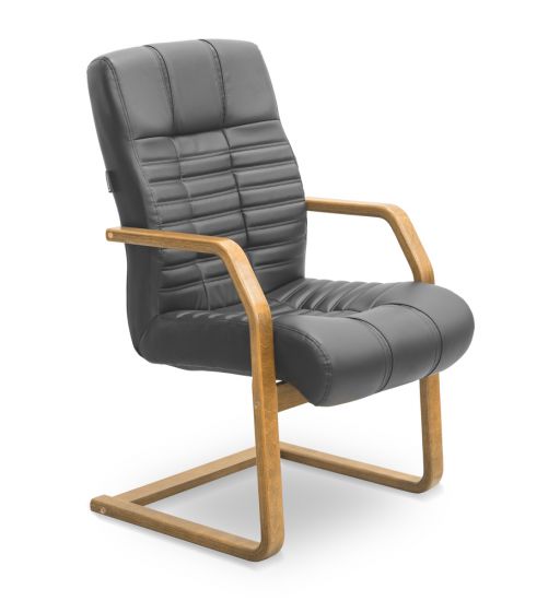 Кресло Атлант HSW экокожа тёмно-коричневая CN1113/ дерево - тёмный орех