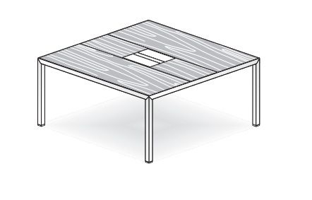 Стол для переговоров квадратный с кабель-каналом и треем карамель