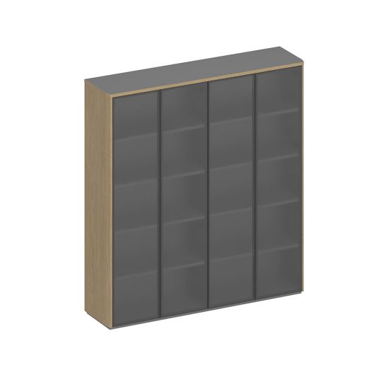 Шкаф для документов высокий со стеклом (стенка из 2 шкафов) дуб грейдж