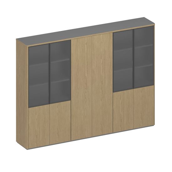 Шкаф для документов высокий 6-дверный (высокий комбинированный+для одежды+высокий комбинированный) дуб грейдж