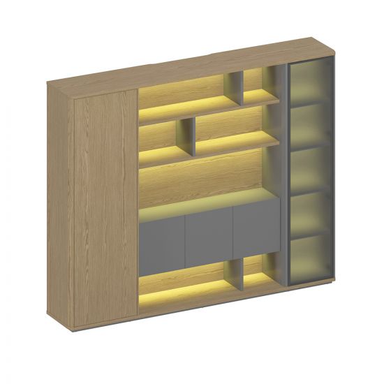 Шкаф комбинированный левый с подсветкой дуб грейдж