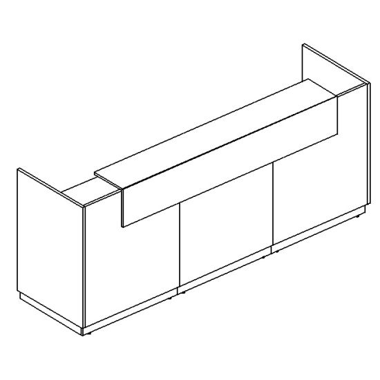 Стойка ресепшен прямая белый премиум / белый премиум / серый