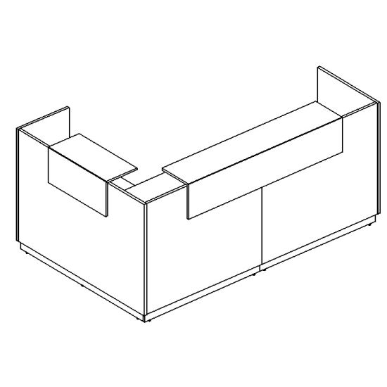 Стойка ресепшен угловая правая белый премиум / серый / белый премиум