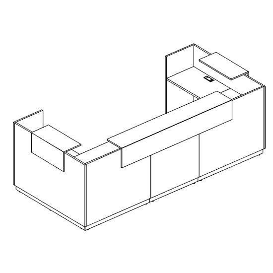 Стойка ресепшен П-образная белый премиум / белый премиум / белый премиум