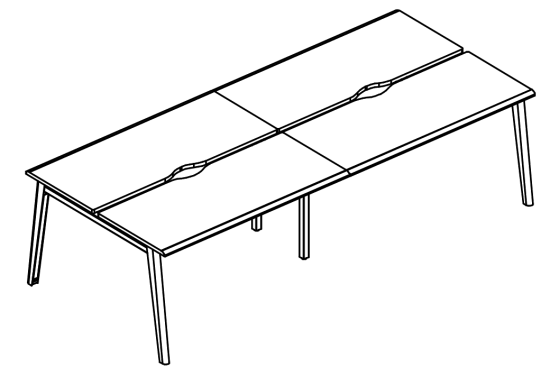 Рабочая станция на каркасе МТ (1 скос) (4х160) вяз либерти / белый, вставка мокко