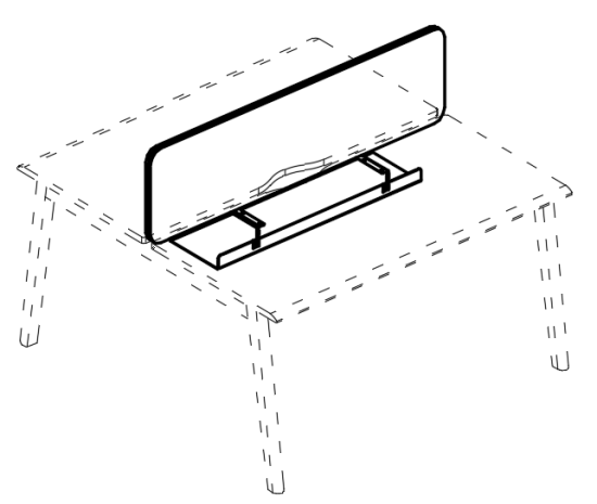 Экран для стола 160 настольный фронтальный тканевый серый / металлокаркас белый