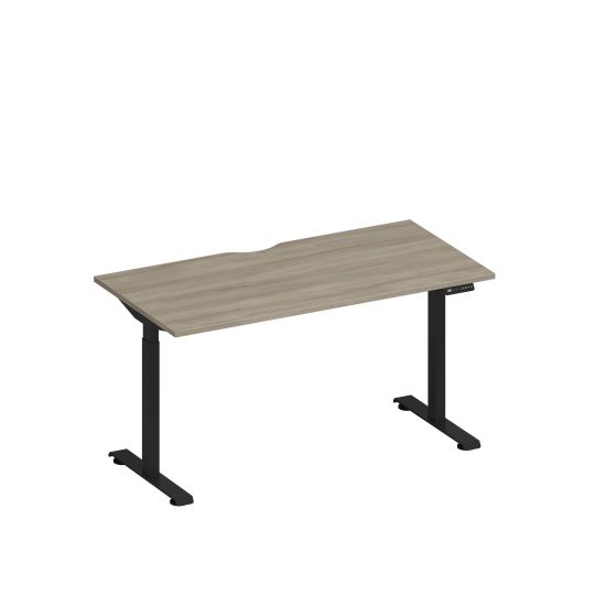 Стол письменный на электроприводе с вырезом вяз либерти/ черный гладкий