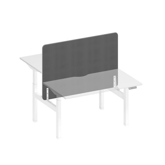 Экран настольный фронтальный тканевый с мягким наполнителем серый (Bahama Grey) / белый гладкий